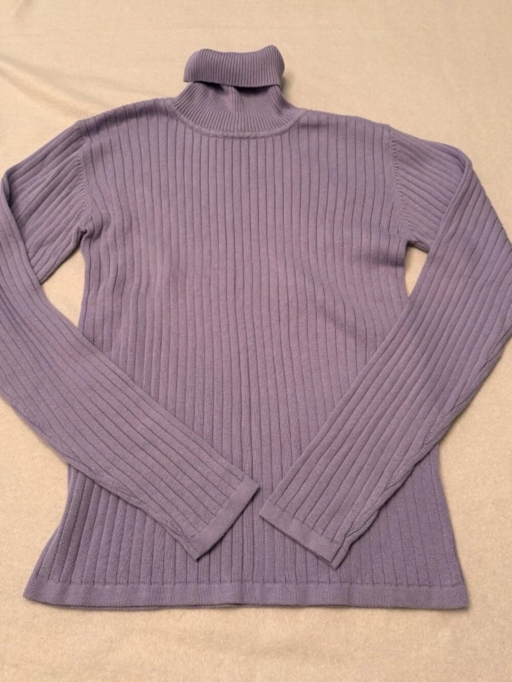 Vintage Jessica Sport Purple Ribbed Cotton Turtleneck Sweater S 90s Y2K